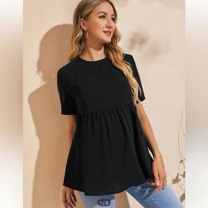 Shein Maternity Tie Back Solid Peplum Top